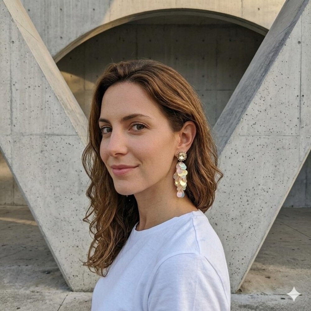 Dainty Iridescent Disc Drop Earrings - White / Cream